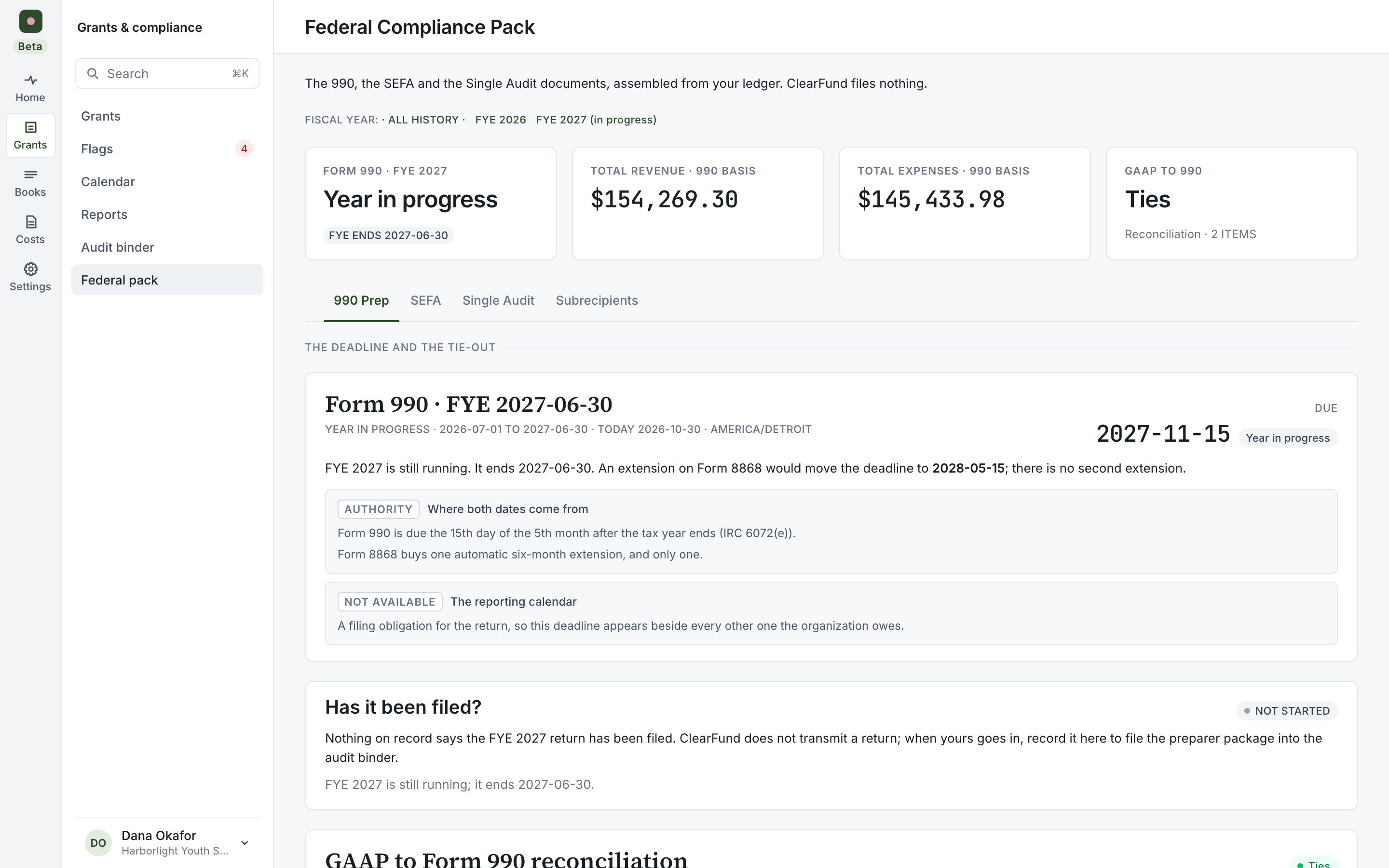 ClearFund federal compliance pack