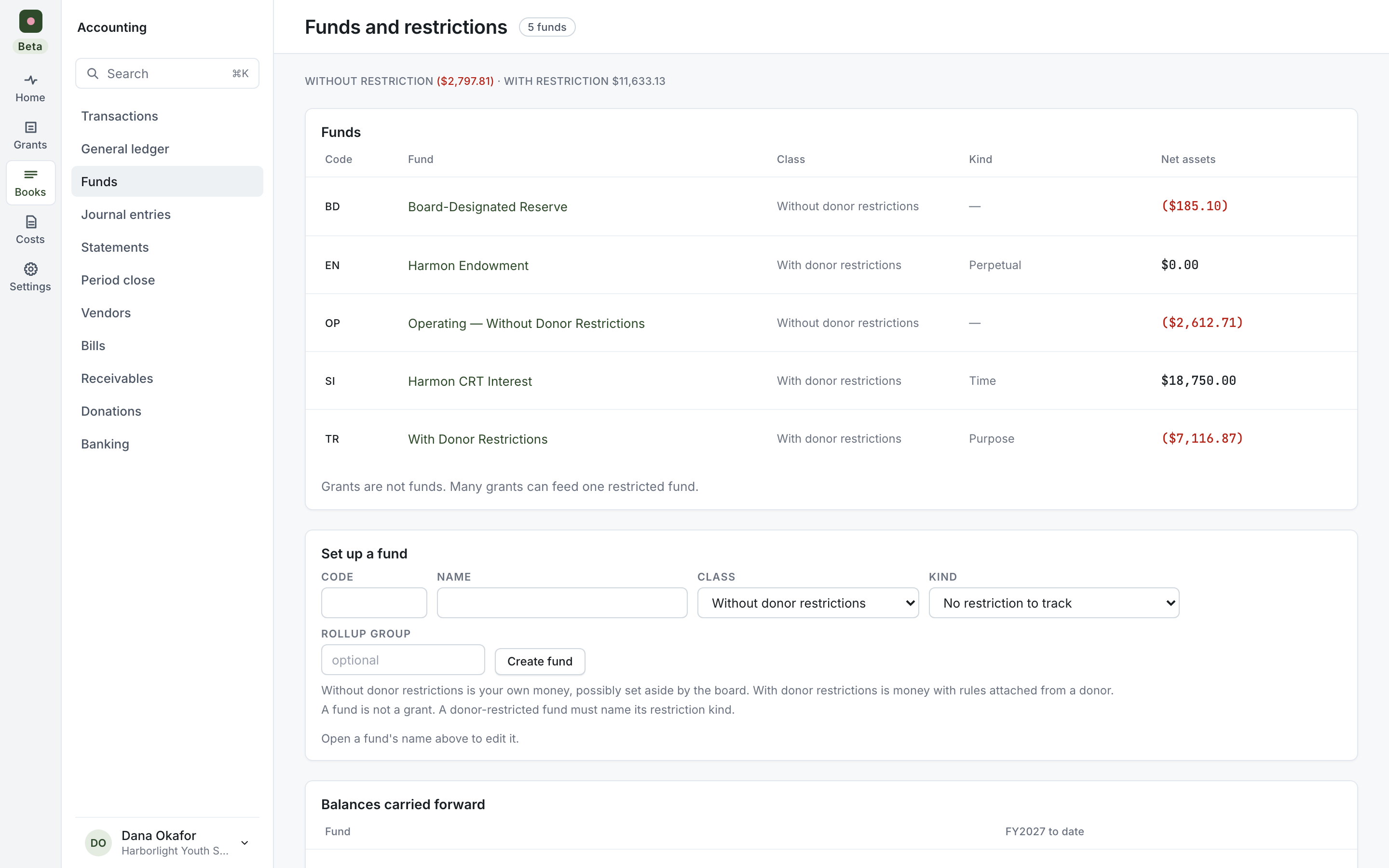 ClearFund funds and restrictions