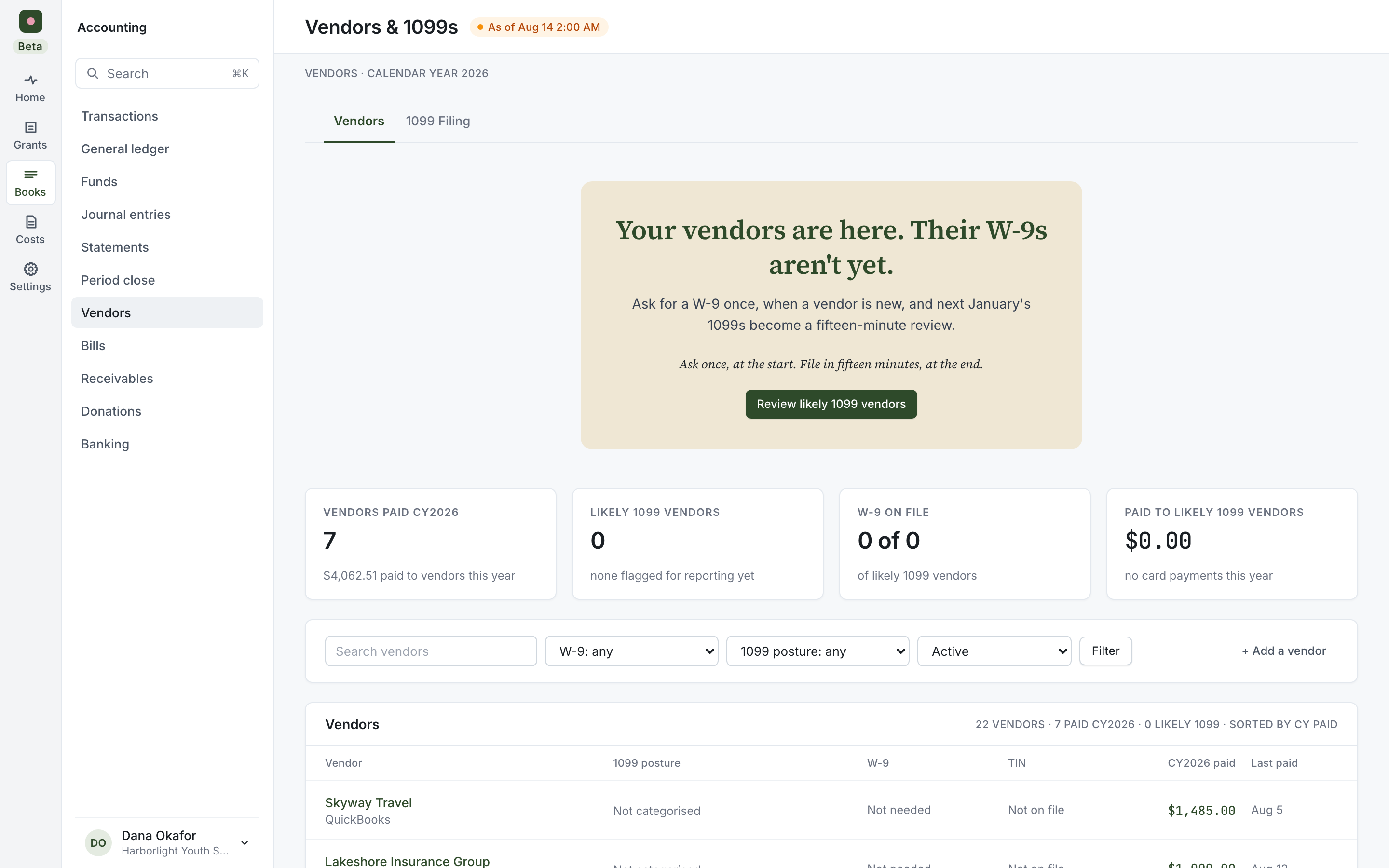 ClearFund vendors and 1099s